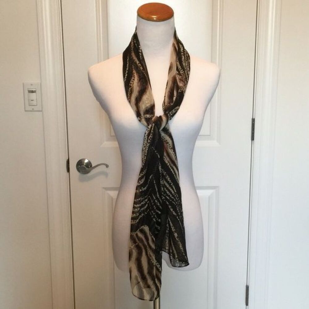 BrownโTan Zebraโ Animal Print Scarf